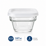Juego de 6 Recipientes de Vidrio con Tapas para Almacenamiento de Alimentos, Refractarios Apilables para Hornear, Refrigerar, Congelar y Servir, Capacidades de 167 ml, 393 ml, 735 ml y 1.54