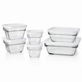 Juego de 6 Recipientes de Vidrio con Tapas para Almacenamiento de Alimentos, Refractarios Apilables para Hornear, Refrigerar, Congelar y Servir, Capacidades de 167 ml, 393 ml, 735 ml y 1.54