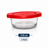 Juego de 7 Piezas para Hornear de Vidrio con Tapas Plásticas Incluidas | 1 Molde Cacerola Multiusos de 948 ml, 2 Moldes Cacerola de 378 ml y 4 Flaneras de 175 ml | Apto para Horno, Microondas, Refrigerador, Congelador y Lavavajillas