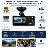 Kit para Auto Cámara DVR para Coche con 3 Lentes Grabación Bidireccional HD 1080P + Aspiradora Portátil para Automóvil y Hogar | Pantalla IPS 4.3", Visión Nocturna y G-Sensor