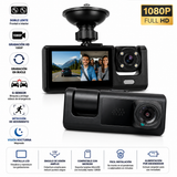Kit para Auto Cámara DVR para Coche con 3 Lentes Grabación Bidireccional HD 1080P + Aspiradora Portátil para Automóvil y Hogar | Pantalla IPS 4.3", Visión Nocturna y G-Sensor