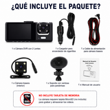Kit para Auto Cámara DVR para Coche con 3 Lentes Grabación Bidireccional HD 1080P + Aspiradora Portátil para Automóvil y Hogar | Pantalla IPS 4.3", Visión Nocturna y G-Sensor