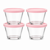 Juego de 7 Refractarios de Vidrio con Tapas Rosas Libres de BPA | Para Hornear, Servir y Almacenar | Aptos para Horno, Microondas, Congelador y Lavavajillas