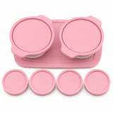 Juego de 7 Refractarios de Vidrio con Tapas Rosas Libres de BPA | Para Hornear, Servir y Almacenar | Aptos para Horno, Microondas, Congelador y Lavavajillas
