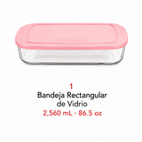 Juego de 7 Refractarios de Vidrio con Tapas Rosas Libres de BPA | Para Hornear, Servir y Almacenar | Aptos para Horno, Microondas, Congelador y Lavavajillas