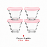 Juego de 7 Refractarios de Vidrio con Tapas Rosas Libres de BPA | Para Hornear, Servir y Almacenar | Aptos para Horno, Microondas, Congelador y Lavavajillas