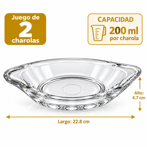 Brandtrendy Juego de 2 Charolas de Vidrio para Banana Split 22.8 cm Apto para Lavavajillas