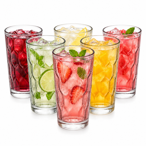 Brandtrendy Juego de 6 Vasos de Vidrio con Relieve