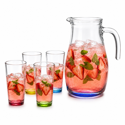 Juego de Vasos Atom con Bases de Colores 5 Piezas