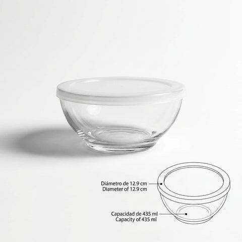 Juego de 4 Tazones de Vidrio Selene con Tapa