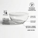Juego de 4 Tazones de Vidrio Selene con Tapa