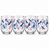 Brandtrendy Juego de 4 Vasos de Vidrio con Decorado de Libélulas
