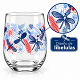 Brandtrendy Juego de 4 Vasos de Vidrio con Decorado de Libélulas