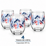 Brandtrendy Juego de 4 Vasos de Vidrio con Decorado de Libélulas