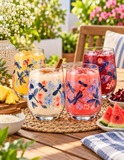 Brandtrendy Juego de 4 Vasos de Vidrio con Decorado de Libélulas