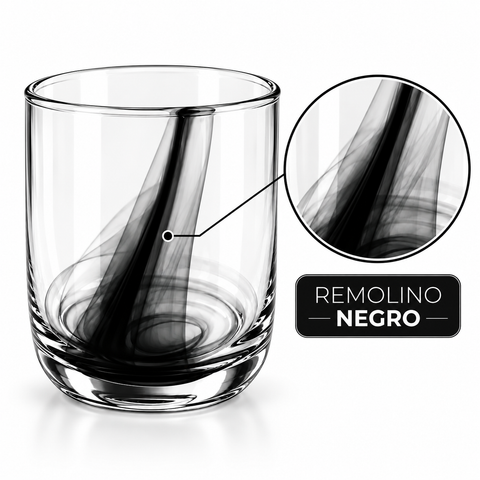 Juego de 12 Vasos de Vidrio Remolino Negro