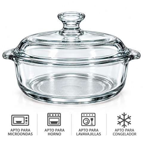 Brandtrendy Cacerola Multiusos de Vidrio con Tapa 948 ml para Hornear y Servir
