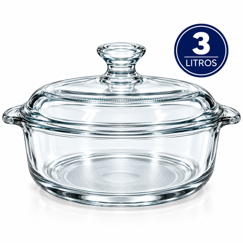 Brandtrendy Cacerola Multiusos de Vidrio con Tapa 3 L para Hornear y Servir