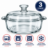 Brandtrendy Cacerola Multiusos de Vidrio con Tapa 3 L para Hornear y Servir