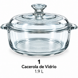 Brandtrendy Cacerola Multiusos de Vidrio con Tapa 1.87 L para Hornear y Servir