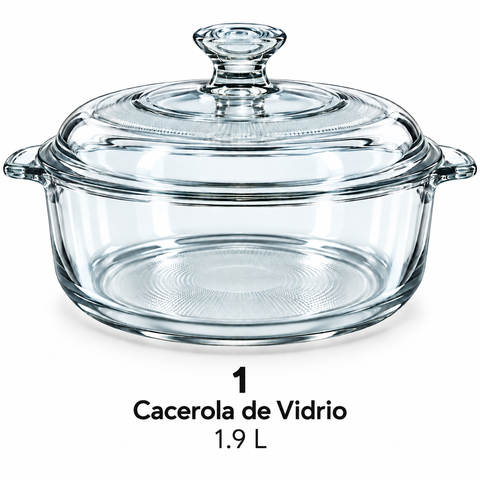 Brandtrendy Cacerola Multiusos de Vidrio con Tapa 1.87 L para Hornear y Servir