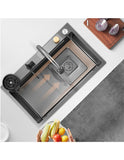 Tarja de Acero Inoxidable 68x45 cm | Fregadero Multifuncional con Grifo Desplegable, Rejilla de Enjuague, Tabla para Picar y Tina con Coladera | Diseño Moderno y Resistente, Fácil de Instalar y Limpiar | Ideal para Cocinas Prácticas y Elegantes
