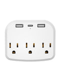 Multicontacto Fratech con 2 enchufes CA, 2 puertos USB-A y 1 USB-C. Modelo L02. Protección contra sobrecargas y cortocircuitos. Diseño compacto sin cables largos, ideal para hogar, oficina y viajes. Compatible con smartphones, laptops, cámaras y más.