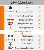 Kit Brandtrendy de Mancuernas 6 en 1 Ajustables 10 kg, Convertible en Pesas Rusas y Barra, con Discos de Diferentes Pesos, Agarraderas Push-Up y Base Compacta para Entrenamiento en Casa y Gimnasio. 