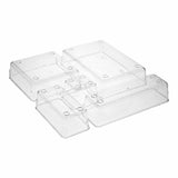 Set de 16 Organizadores de Cajón Brandtrendy, Plástico Transparente, Apilables, Multiusos para Oficina, Baño, Cocina y Maquillaje. Fácil de limpiar y altamente resistente