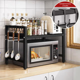 Estante Organizador Brandtrendy para Horno de microondas | Longitud ajustable | Con ruedas y estructura de acero resistente | Ideal para ahorrar espacio y mantener la cocina ordenada. | Fácil de ensamblar y limpiar.