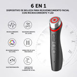 Dispositivo de Belleza Facial 6 en 1, 5 con Microcorriente, LED, Air Shot y App Móvil para Skincare Personalizado, Sin Gel Conductivo para mejor Absorción de Piel