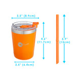 Set de 2 Vasos Térmicos Infantiles de Acero Inoxidable con Tapa y Popote  9oz / 260ml  Naranja y Azul
