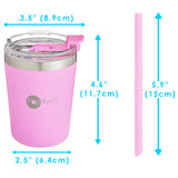 Set de 2 Vasos Térmicos Infantiles de Acero Inoxidable con Tapa y Popote  9oz / 260ml  Rosa y Verde
