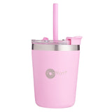 Set de 2 Vasos Térmicos Infantiles de Acero Inoxidable con Tapa y Popote  9oz / 260ml  Rosa y Verde