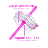 Set de 2 Vasos Térmicos de Acero Inoxidable con Tapa y Popote  13oz / 380ml  Rosa y Morado