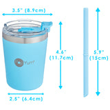 Set de 2 Vasos Térmicos Infantiles de Acero Inoxidable con Tapa y Popote  9oz / 260ml  Azul y Verde