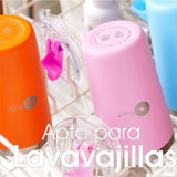 Set de 2 Vasos Térmicos de Acero Inoxidable con Tapa y Popote 13oz / 380ml Naranja y Azul