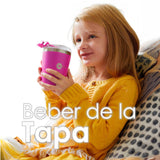 Set de 2 Vasos Térmicos de Acero Inoxidable con Tapa y Popote 13oz / 380ml Naranja y Azul