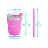 Set de 2 Vasos Térmicos Infantiles de Acero Inoxidable con Tapa y Popote  9oz / 260ml  Rosa y Morado