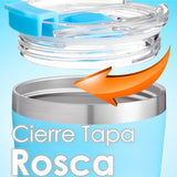 Set de 2 Vasos Térmicos Infantiles de Acero Inoxidable con Tapa y Popote  9oz / 260ml  Rosa y Morado