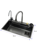 Tarja de Acero Inoxidable 68x45 cm | Fregadero Multifuncional con Grifo Desplegable, Rejilla de Enjuague, Tabla para Picar y Tina con Coladera | Diseño Moderno y Resistente, Fácil de Instalar y Limpiar | Ideal para Cocinas Prácticas y Elegantes