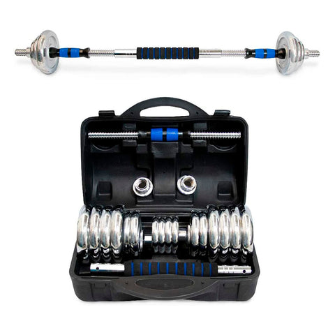 Kit Brandtrendy 3 en 1 de Mancuernas Ajustable 30 kg | Equipo de Entrenamiento Completo para Casa o Gimnasio | Discos Ajustables y Agarre Antideslizante para Máxima Seguridad y Versatilidad