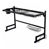 Escurridor Brandtrendy de Cocina 1 Nivel 65 cm, Multifuncional de Acero Inoxidable, con Bandejas Rack y Ganchos Móviles para Platos, Vasos y Utensilios. Fácil de Instalar, Ideal para Mantener tu Cocina Ordenada 