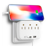 Kit Fratech y Brandtrendy con 3 multicontactos eléctricos (USB, CA, tipo C, protección 1200J) + foco inteligente WiFi RGB con control por app y voz