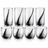 Juego de 8 Vasos de Vidrio Remolino Negro