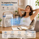 Mini Ventilador Portátil USB 4 en 1 Enfriador con Tanque 600 ml y Luz LED