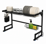 Escurridor Brandtrendy de Cocina 1 Nivel 65 cm, Multifuncional de Acero Inoxidable, con Bandejas Rack y Ganchos Móviles para Platos, Vasos y Utensilios. Fácil de Instalar, Ideal para Mantener tu Cocina Ordenada 