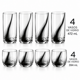 Juego de 8 Vasos de Vidrio Remolino Negro