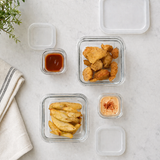Set 4 Recipientes de Vidrio con Tapa Diseño Moderno Multiusos
