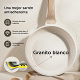 Batería de Cocina Brandtrendy de Granito Blanco Antiadherente 10 piezas | Set de Ollas, Sartenes y Tapas para Cocinar | Libre de PFOA | Apto para cocina de inducción | Fácil de limpiar